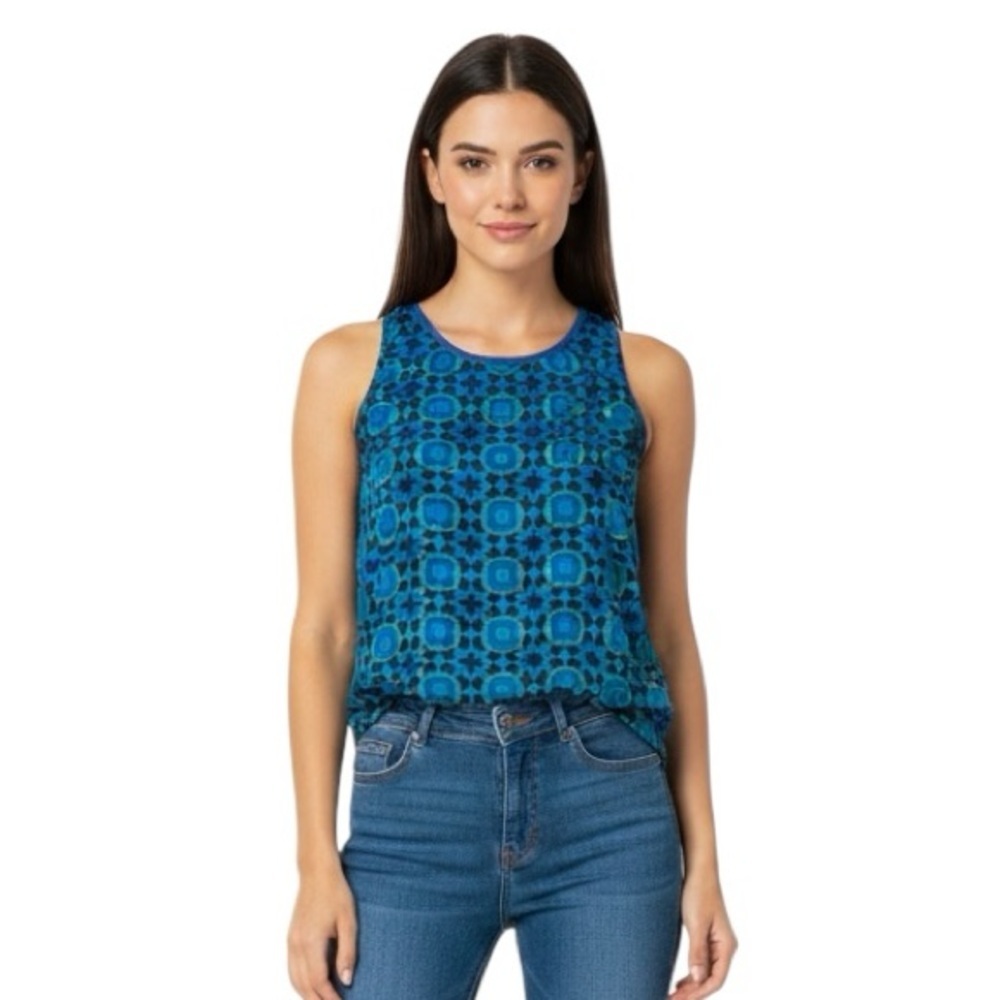 Banana Republic Blue and Black Geometric Tank Top